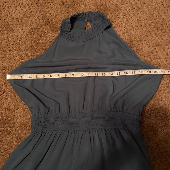Halter Neck Tired Dress Smocked Waist Teal Green Large - Picture 9 of 11